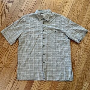 Men's Short Sleeve Casual Button-Down Shirt - Light Gray Plaid